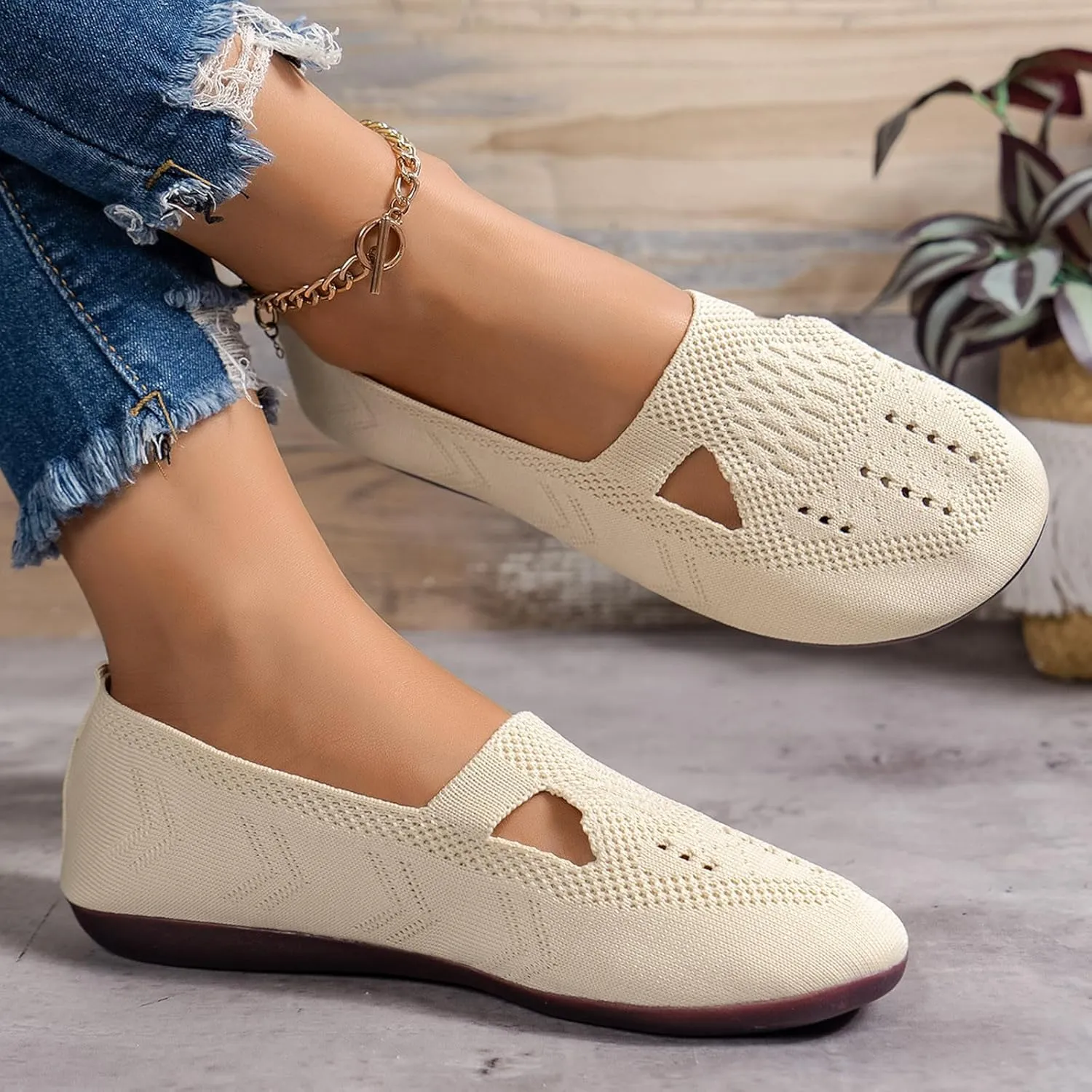 Women's Slip on Loafer Shoes - Mesh Casual Ballet Flat Nurse Walking Sneakers Casual Hollow Out Memory Foam Shoes