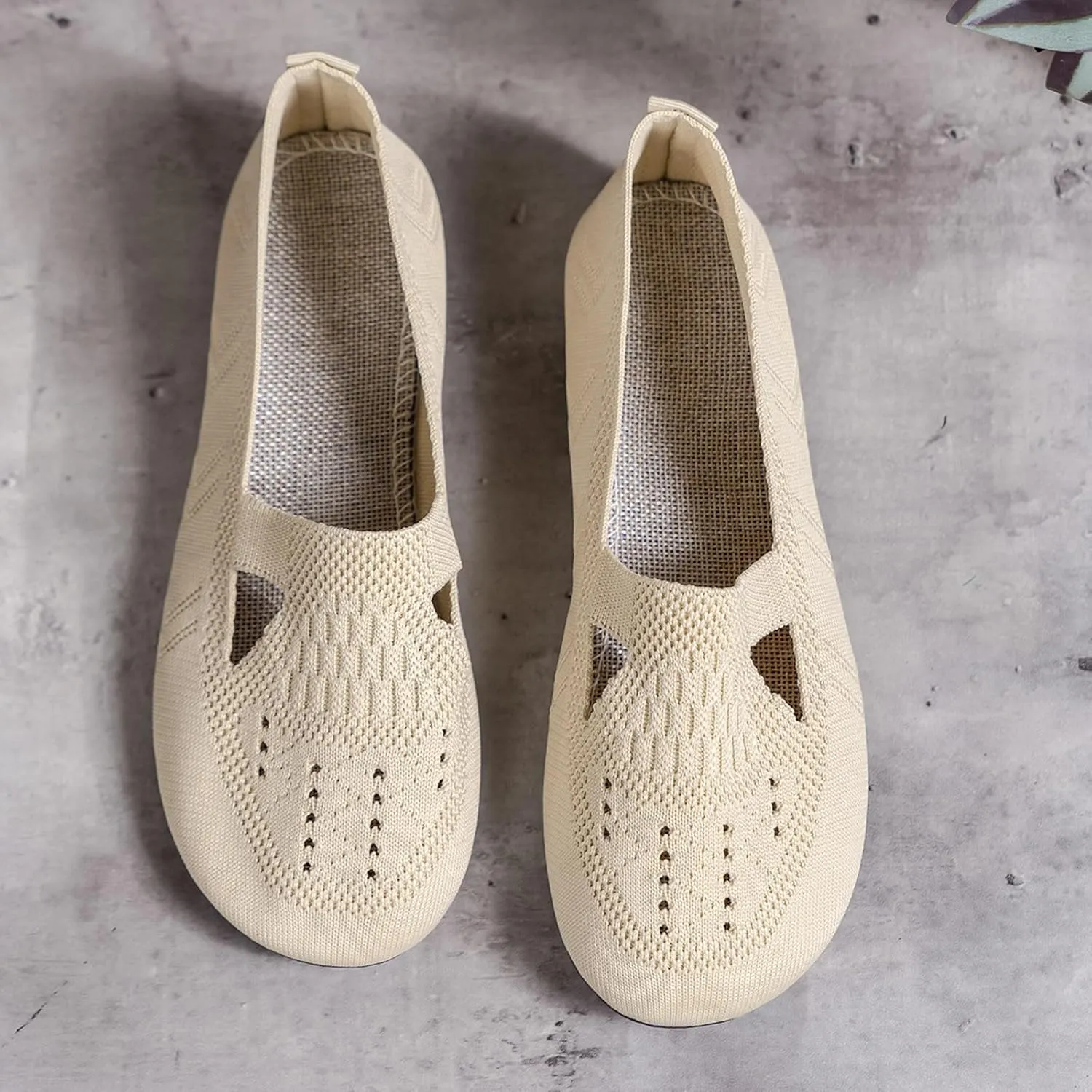 Women's Slip on Loafer Shoes - Mesh Casual Ballet Flat Nurse Walking Sneakers Casual Hollow Out Memory Foam Shoes